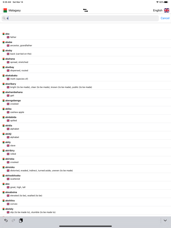 Malagasy-English Dictionary iPad screenshot 4 - Reference app