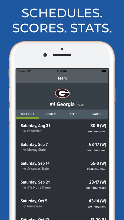 Georgia Football Schedules