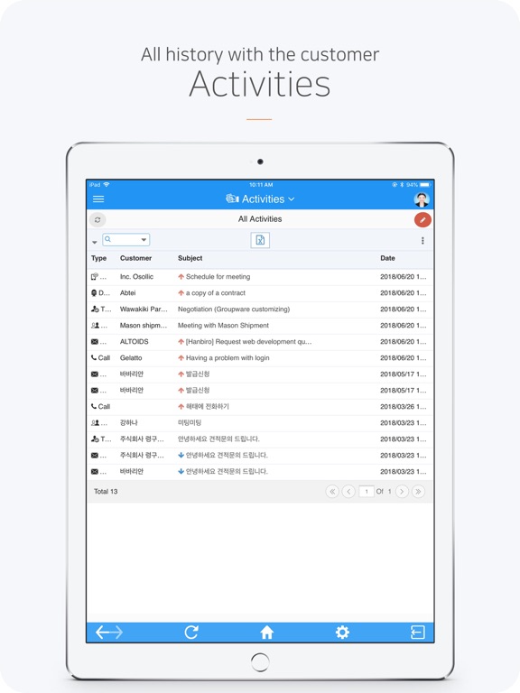 Hanbiro CRM iPad screenshot