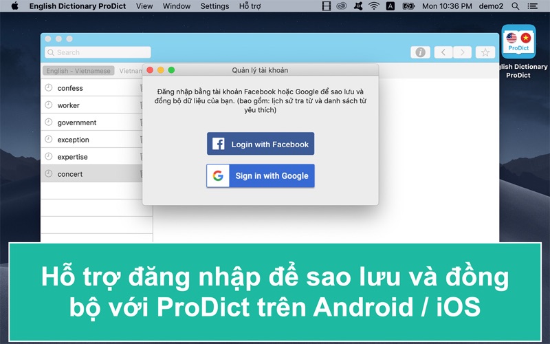 English Dictionary ProDict Screenshot