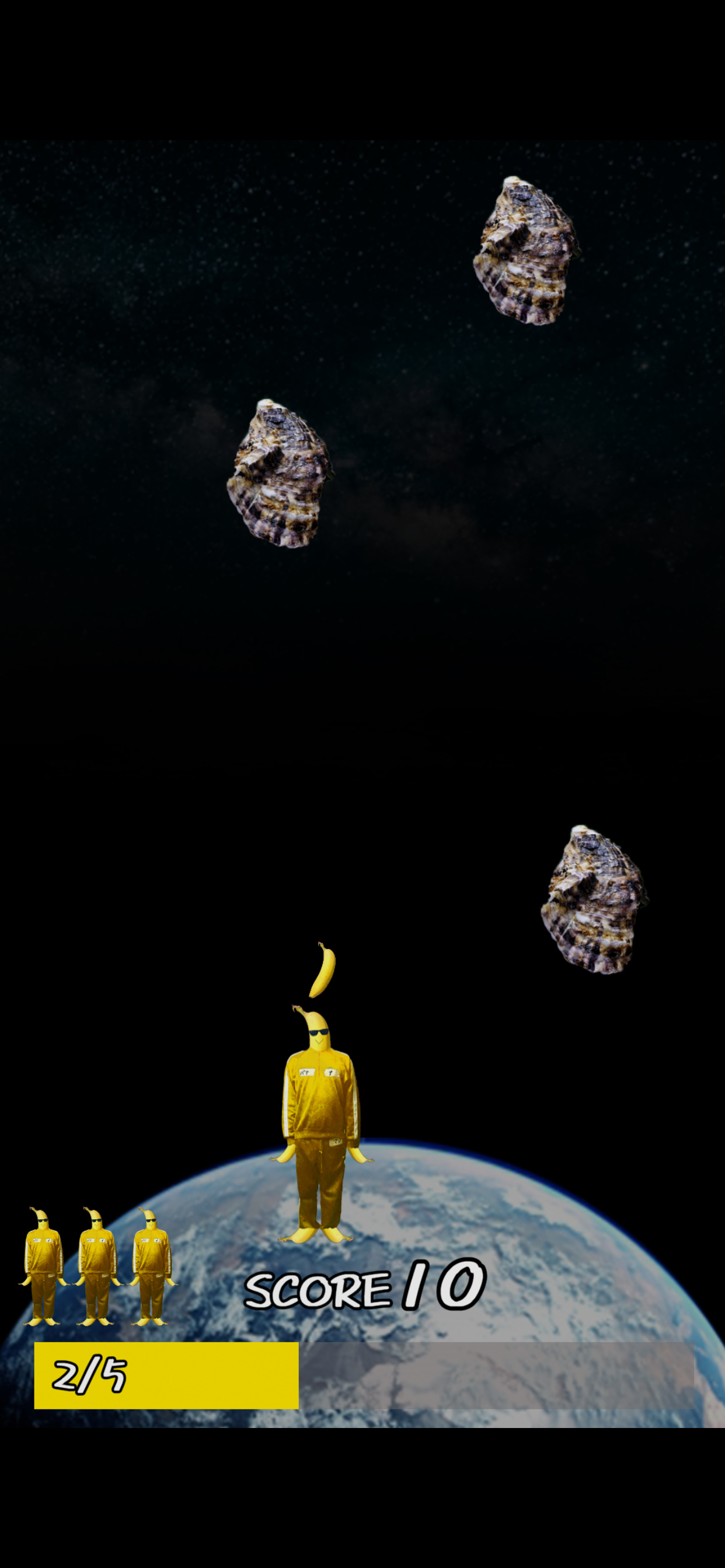 バナナが生牡蠣星人から地球を守るゲーム screenshot 2