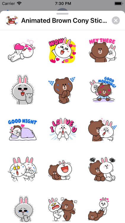 Animated Brown Cony Stickers