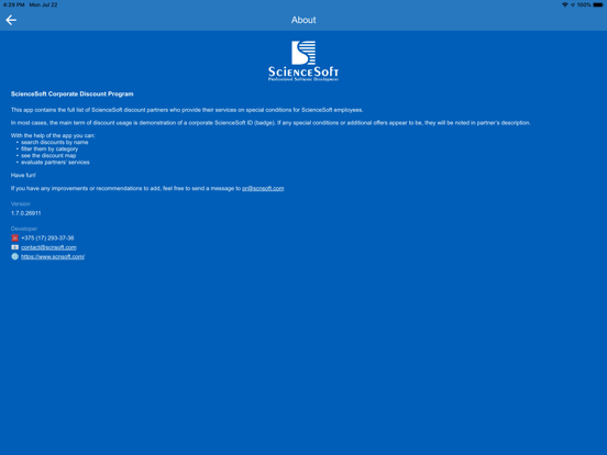 ScienceSoft Discounts iPad screenshot 6 - Travel app