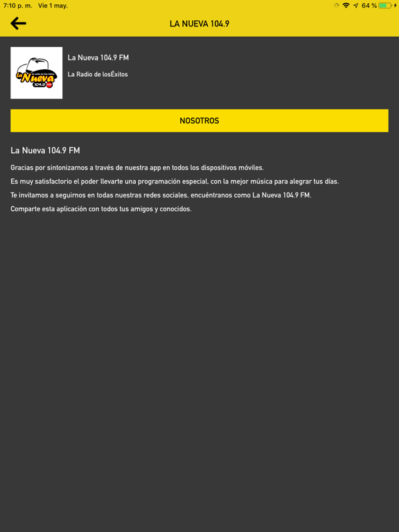 La Nueva 104.9 FM iPad screenshot 2 - Entertainment app