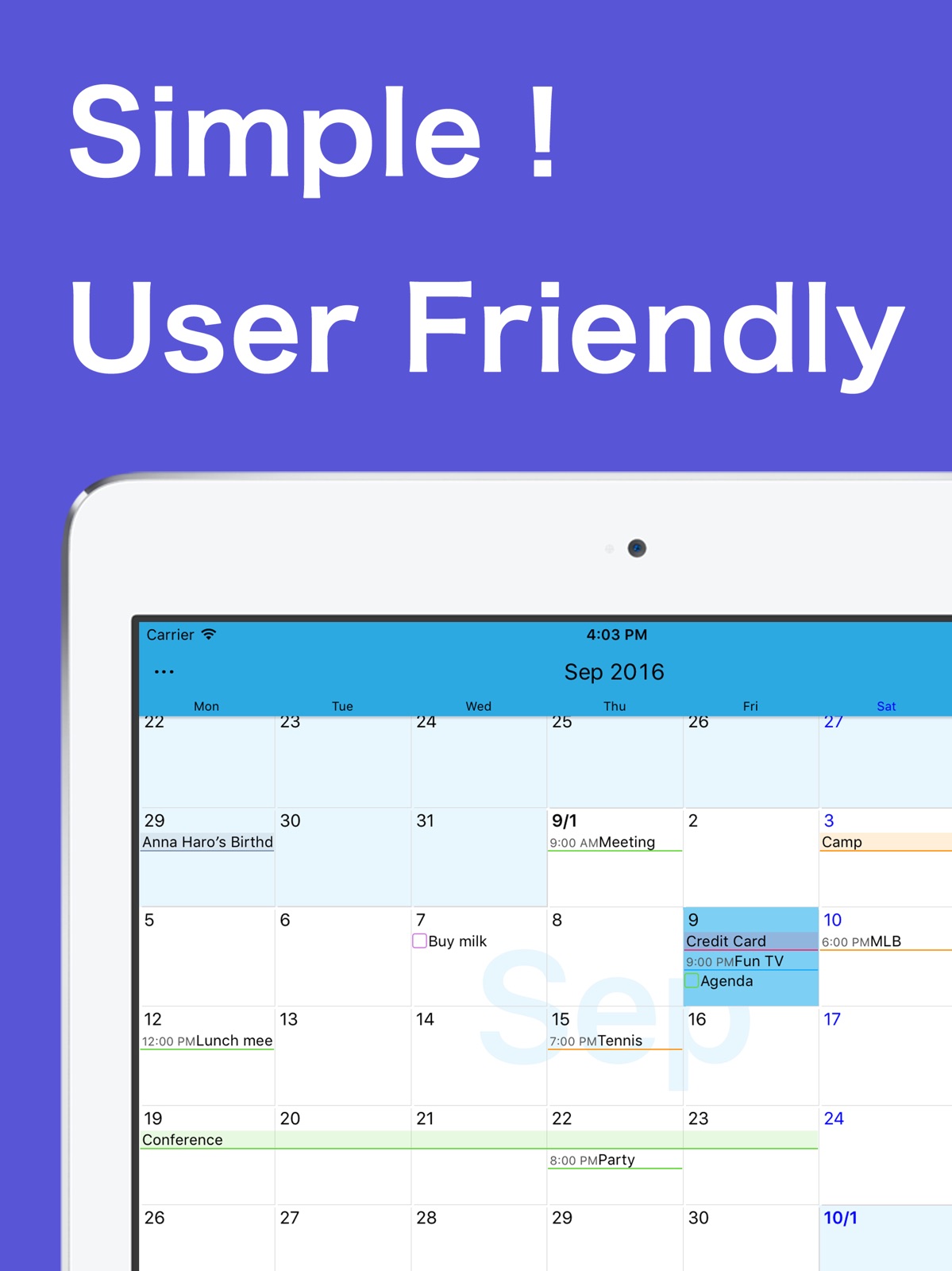 Calendar Z ipad screenshot 1