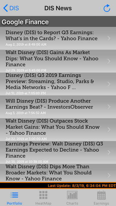 ezStocksPro-Watchlist Earnings Screenshot