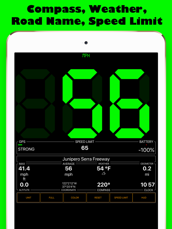 GPS Speedmeter mph kmh iPad screenshot 4 - Navigation app