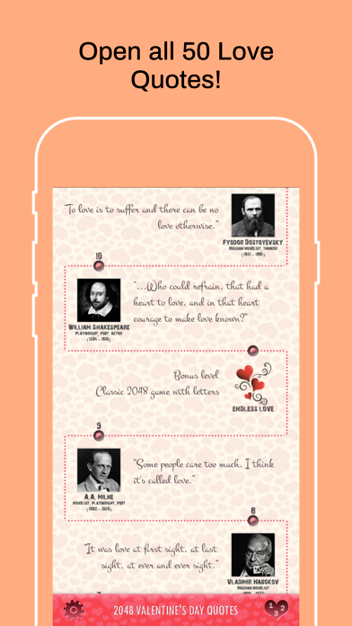 Screenshot #1 pour 2048 Valentine’s Day Quotes