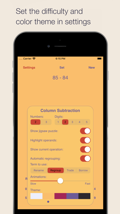 Column Subtraction Screenshot