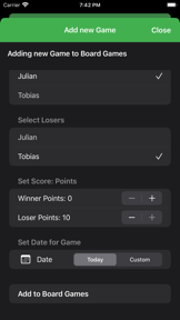 Score Tracking and Statistics screenshot