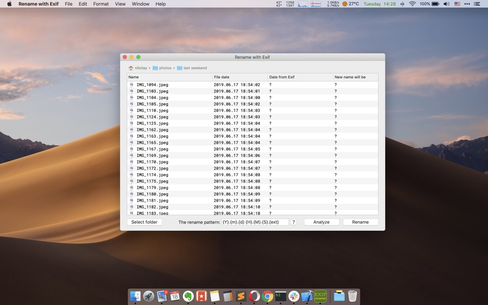 #1. Rename with Exif (macOS) By: Mykola Blokhin
