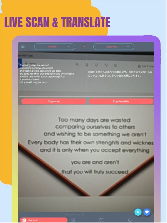 Scan everything & translate iPad screenshot