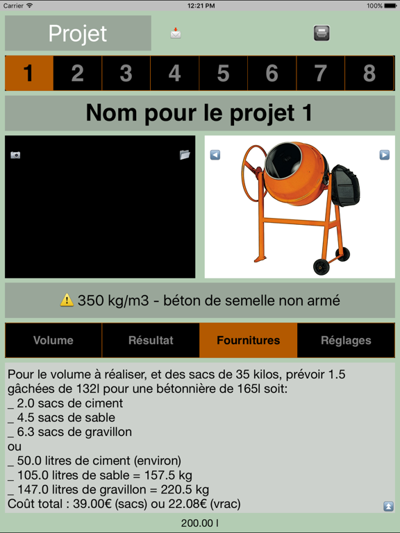 BetonMix (concrete calculator) iPad screenshot