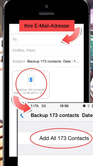 Screenshot von Backup Kontakte auf dem iPhone 5