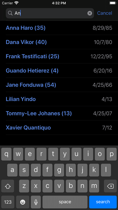 Today's Birthdays Screenshot