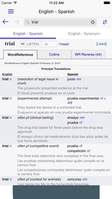 WordReference Dictionary Screenshot