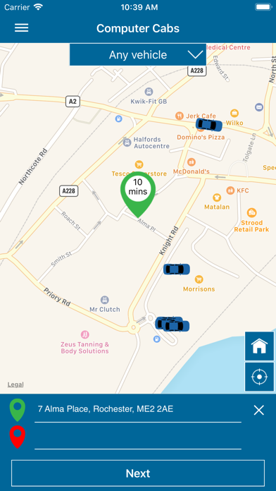 Computer Cabs Taxi App Screenshot