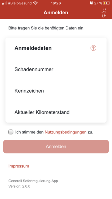 Sofortregulierung Screenshot