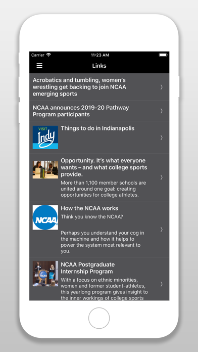 NCAA Events Screenshot