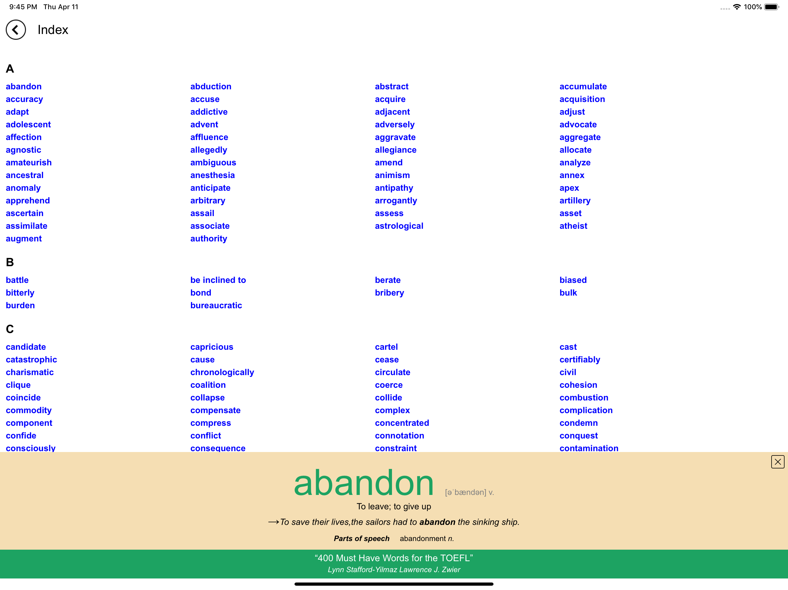 400 Must Have Words for TOEFL