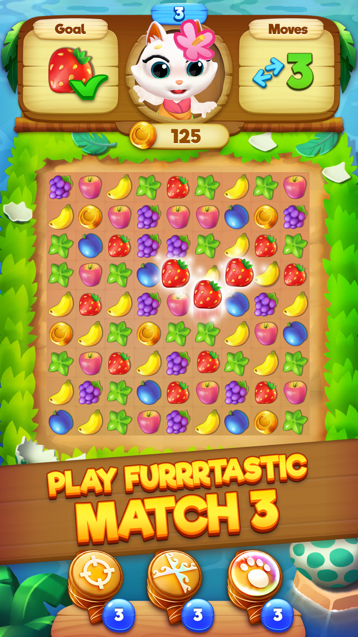 Tropicats: Match 3 Puzzle Game Hack screenshot 1 - iOS game interface