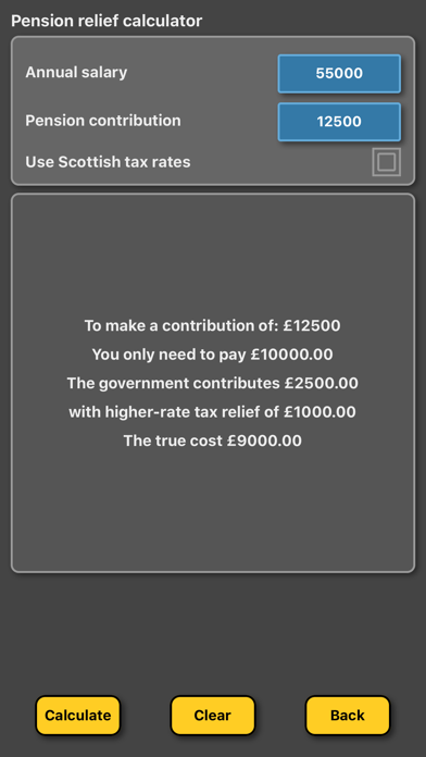 Screenshot #2 pour Pension tax relief calculator
