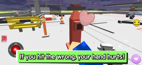 Hide.io - Discover the app's dynamic gameplay through the visible on-screen joystick control for movement and the distinct voxel art style that defines its interactive environments.