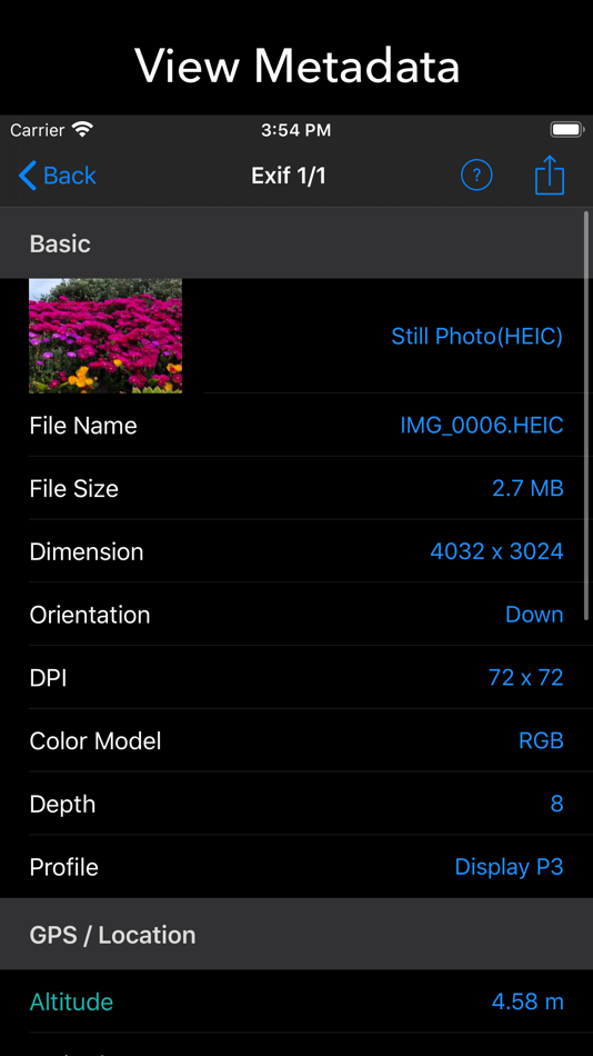 #1. EXIF Tool - Metadata Tool (iOS) 由: Dongwook Cho
