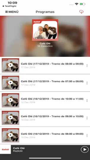 Captura de pantalla de Radiolé en iPhone 5