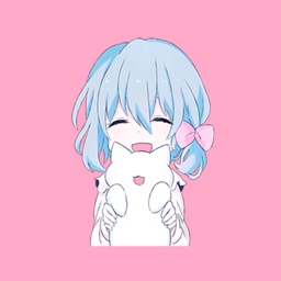 Light Blue Girl and cat