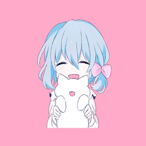 Light Blue Girl and cat