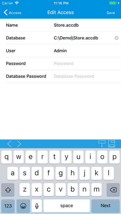 AccessProg2 - Access Client Screenshot