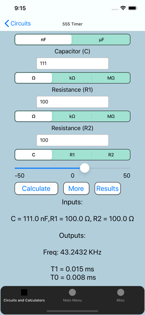 ‎Electronics Circuit Calculator Screenshot