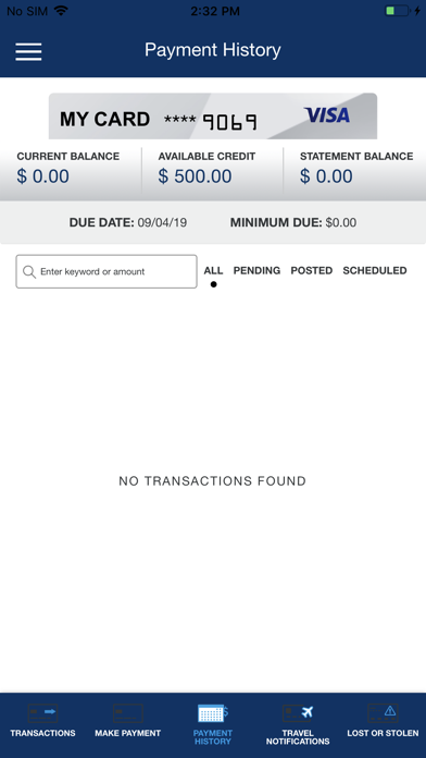 SFCU Visa CC Screenshot