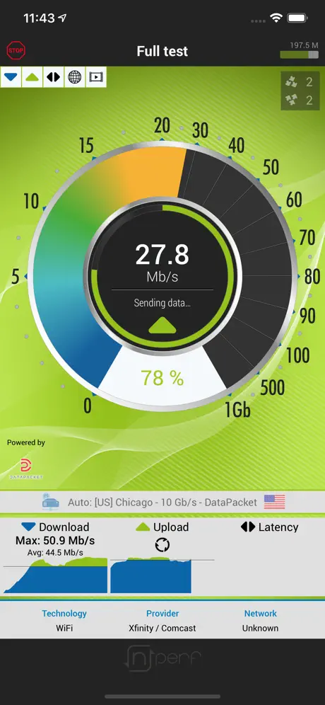 nPerf internet speed test