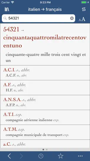 Capture d'écran de Ultralingua Français-italien sur iPhone 3