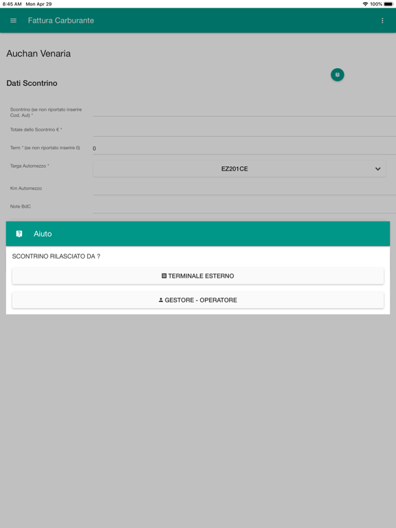 Fattura Carburante iPad screenshot