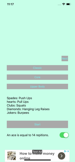Deck Of Pain Card Workout