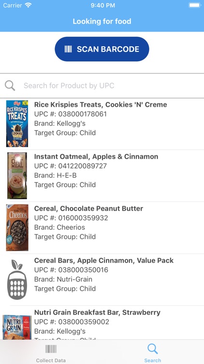 Looking for food - scanning