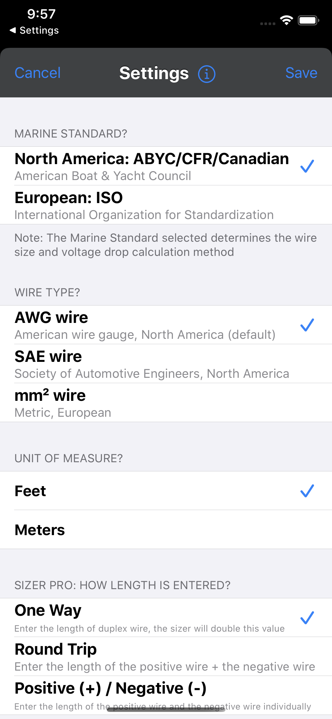 DC Wire Sizer