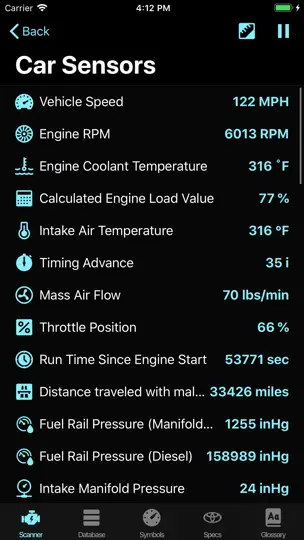 Screenshot von OBD For Toyota auf dem iPhone 5