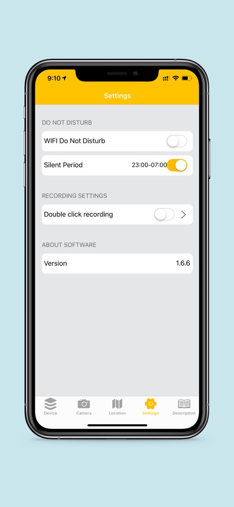 iSearching - Review comprehensive app settings, including "Do Not Disturb" modes for specific times and options for activating "Double click recording".