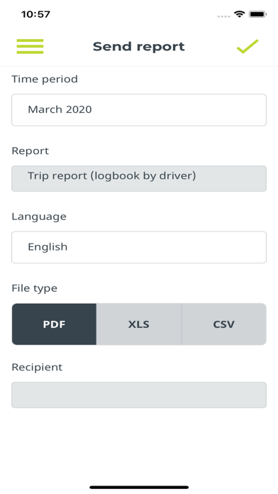 WEBFLEET Logbook Screenshot