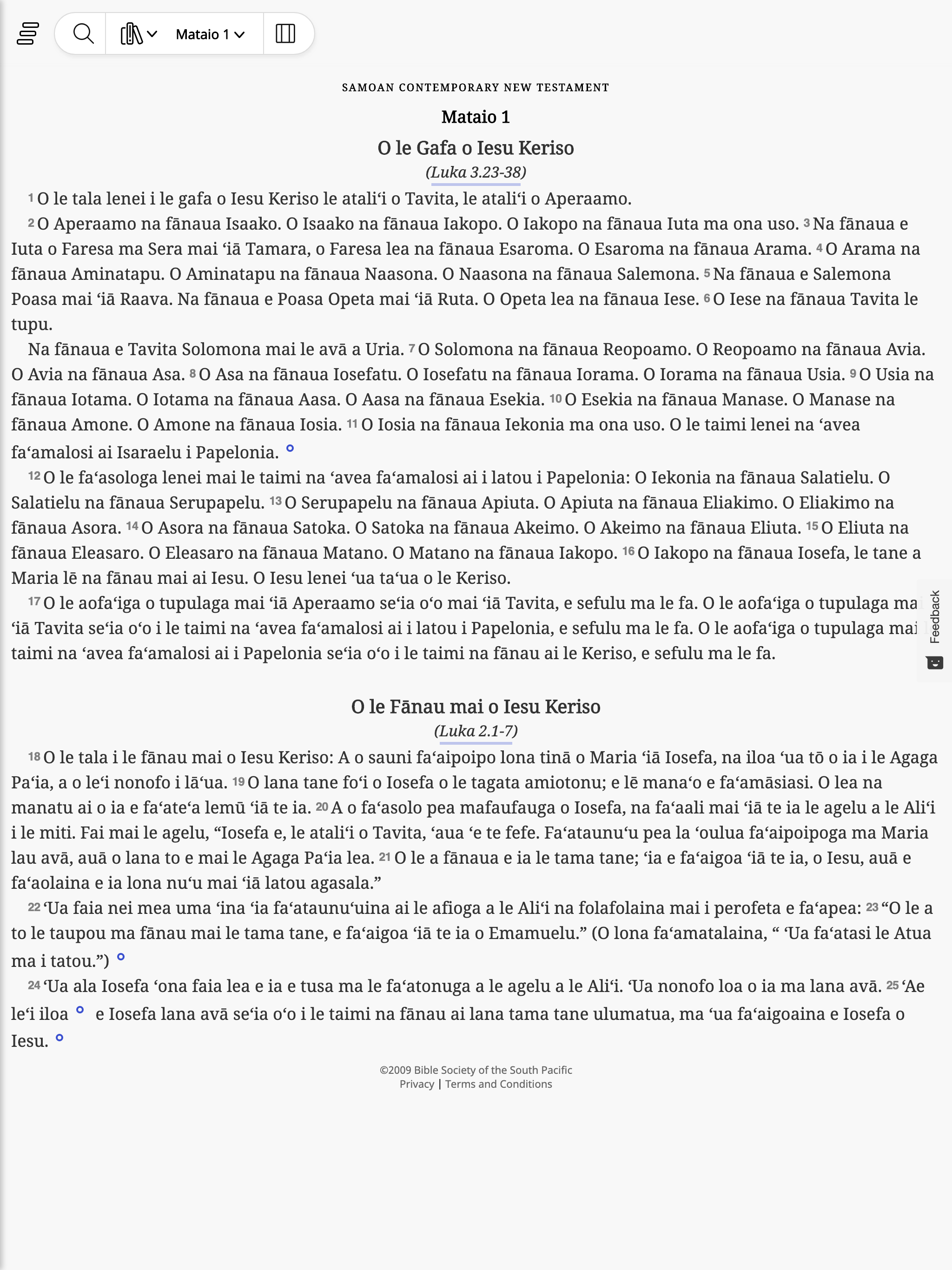 O LE Tusi Pa'ia - Samoan Bible