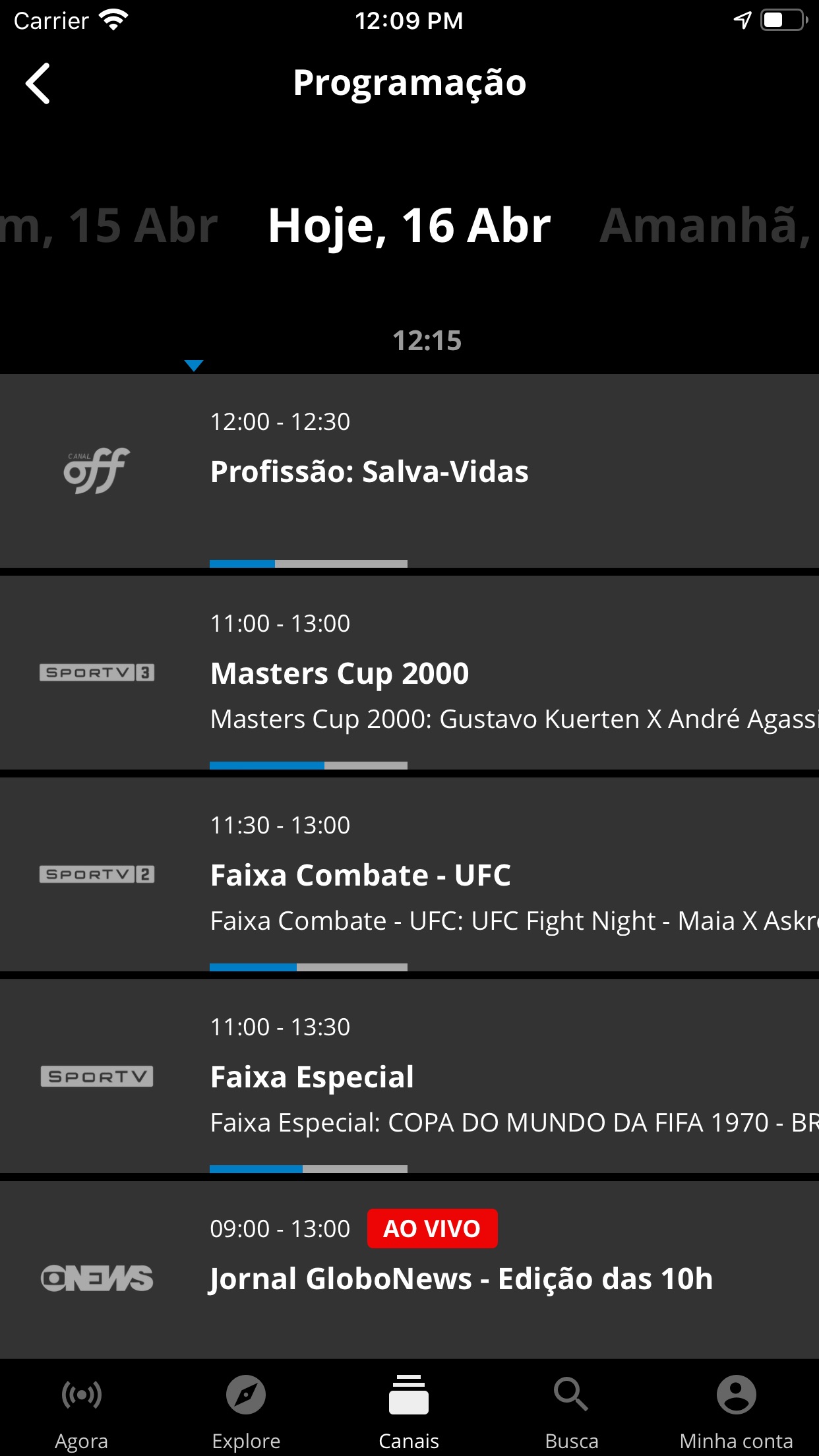 Screenshot do app Globosat Play