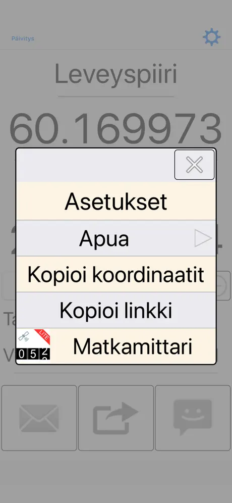 Jaa GPS-koordinaatit