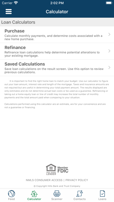 Hills Bank Home Mortgage Screenshot