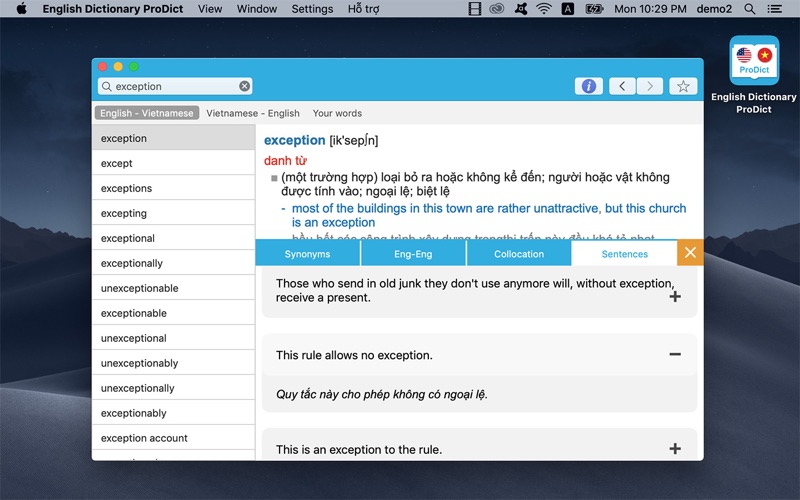 English Dictionary ProDict Screenshot