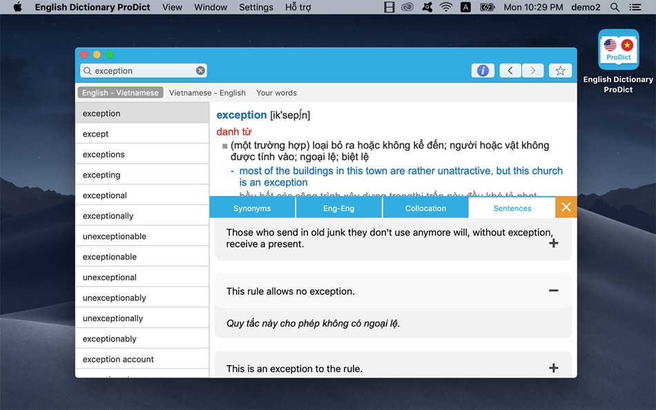 #9. English Dictionary ProDict (macOS) بواسطة: Duy Nguyen