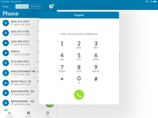 Midco Softphone iPad screenshot 5 - Utilities app